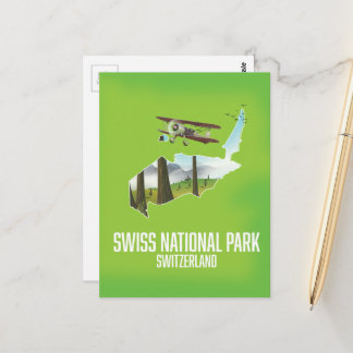 Postal Parque Nacional Suizo, mapa de Suiza