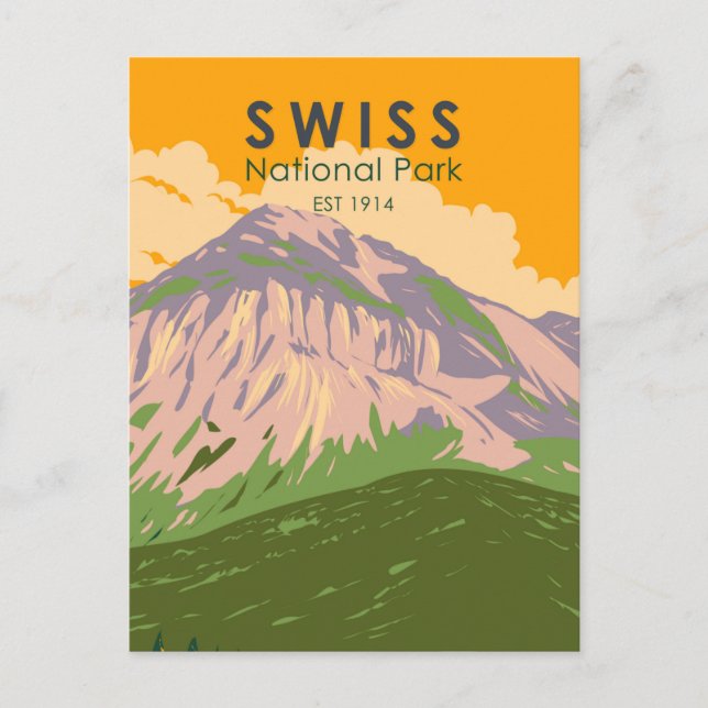 Postal Parque Nacional Suizo Suiza Vintage (Anverso)