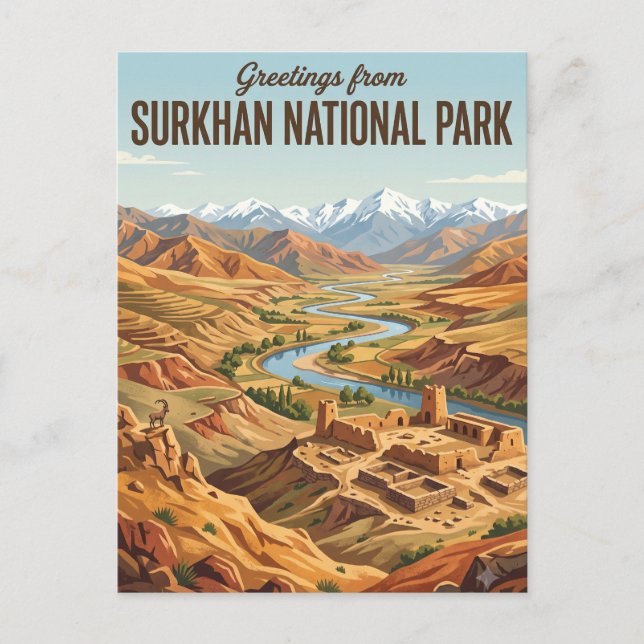 Postal Parque Nacional Surkhan Uzbekistán (Anverso)