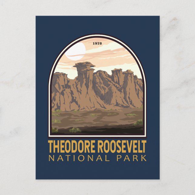 Postal Parque nacional Teodore Roosevelt Emblem Vintage (Anverso)
