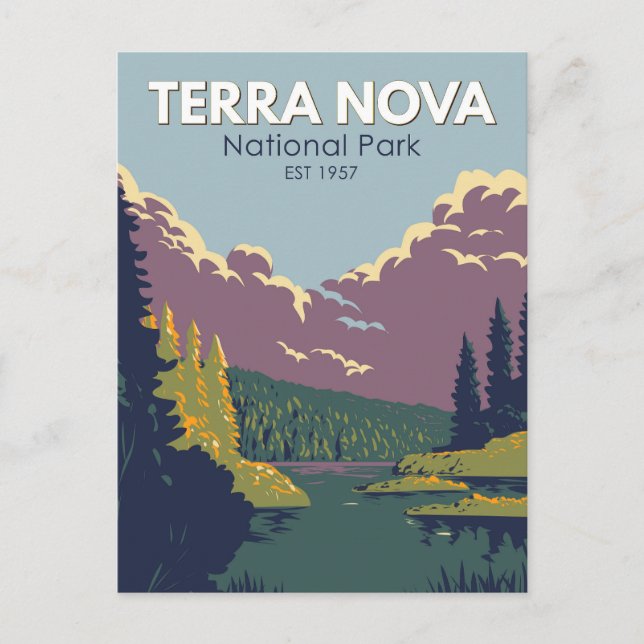 Postal Parque nacional Terra Nova Canadá Viajes de arte (Anverso)