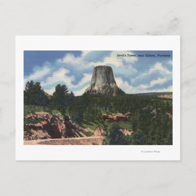 Postal Parque nacional Teton, WY - Torre del Diablo cerca (Anverso)