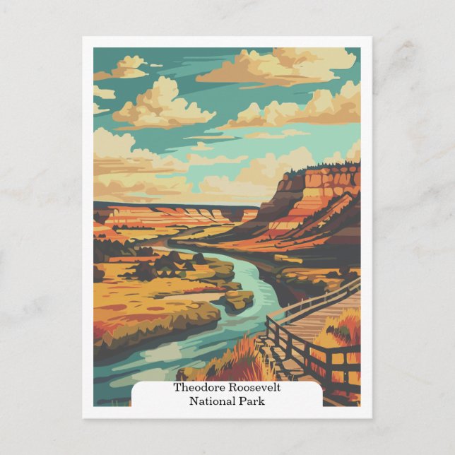 Postal Parque nacional Theodore Roosevelt, Dakota del Nor (Anverso)
