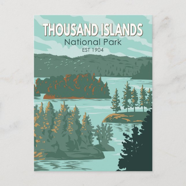 Postal Parque Nacional Thousand Islands Canadá Vintage (Anverso)