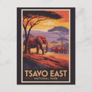 Postal Parque Nacional Tsavo Este Kenia Ilustración Viaje