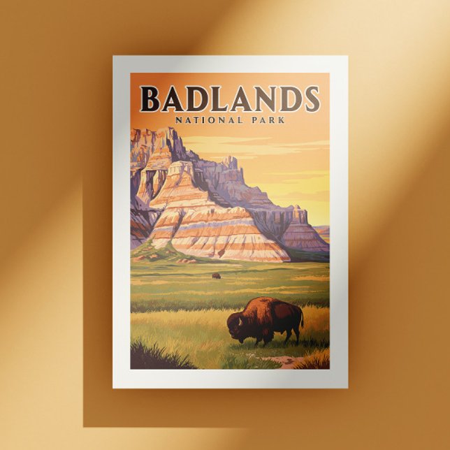 Postal Parque nacional Vintage Badlands (Subido por el creador)