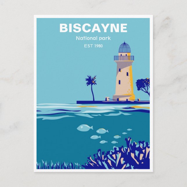 Postal parque nacional vintage de Biscayne (Anverso)