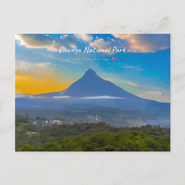 Postal Parque Nacional Virunga, RD Congo - Volcán (Anverso)