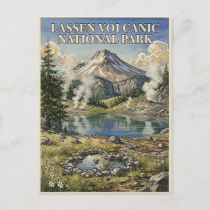 Postal Parque Nacional Volcánico Lassen Viaje Vintage