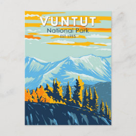 Postal Parque nacional Vuntut Canadá Viaje de arte Vintag