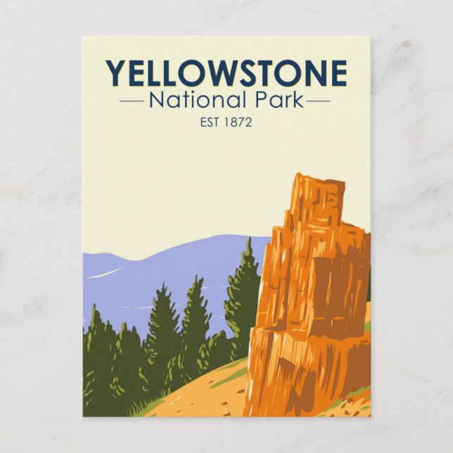 Postal Parque Nacional Yellowstone Árbol Petrificado Vint (Anverso)