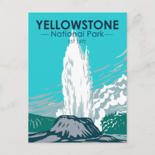Postal Parque nacional Yellowstone Castillo Geyser Vintag