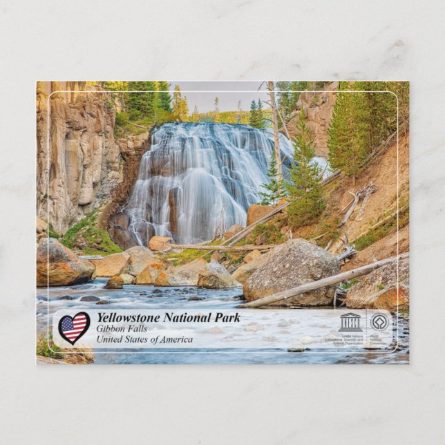 Postal Parque nacional Yellowstone - Cataratas Gibbon (Anverso)