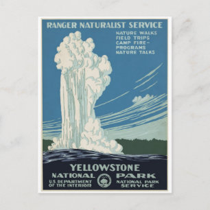 Postal Parque nacional Yellowstone Fiel antigua 1938