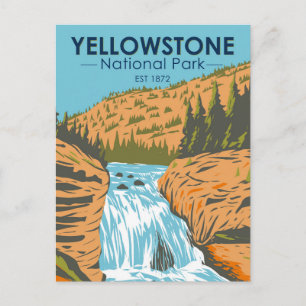 Postal Parque Nacional Yellowstone Firehole Falls Vintage