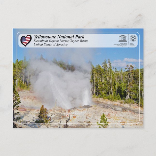 Postal Parque nacional Yellowstone - Géiser Steamboat (Anverso)