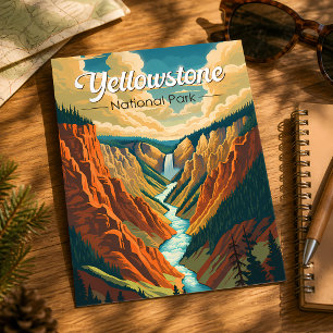 Postal Parque Nacional Yellowstone Gran Cañón Arte Retro