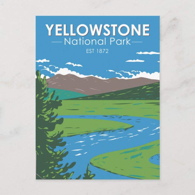 Postal Parque nacional Yellowstone Hayden Valley Vintage (Anverso)