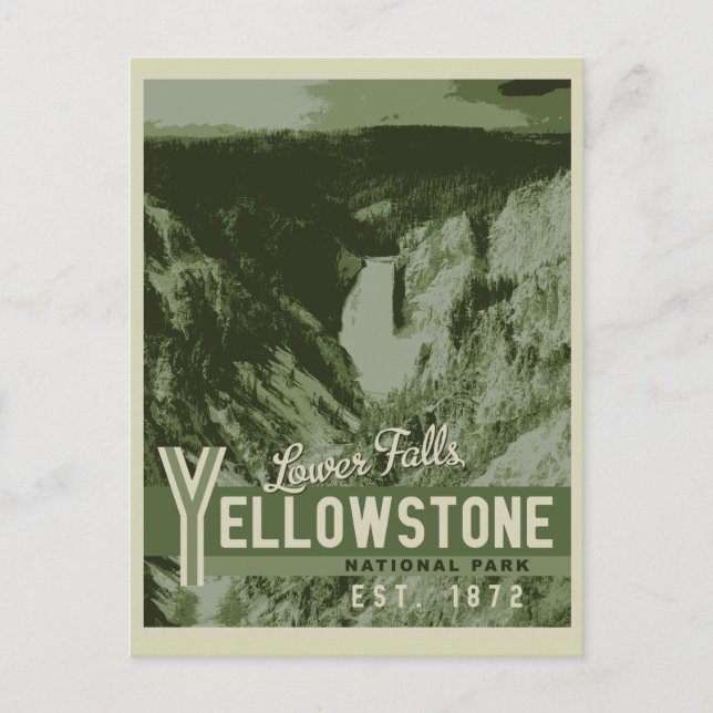Postal Parque nacional Yellowstone Lower Falls Postcard (Anverso)