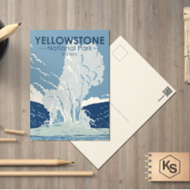 Postal Parque Nacional Yellowstone Old Faithful Vintage
