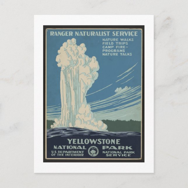 Postal Parque nacional Yellowstone Poster de Viajes Vinta (Anverso)