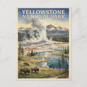 Postal Parque Nacional Yellowstone Viaje Vintage