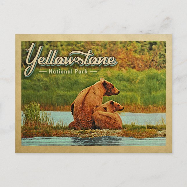 Postal Parque nacional Yellowstone Vintage (Anverso)