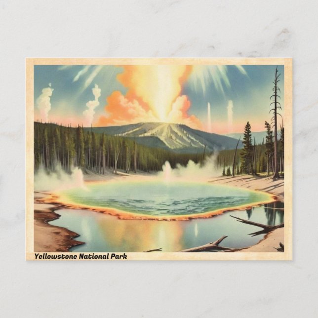 Postal Parque nacional Yellowstone Vintage (Anverso)