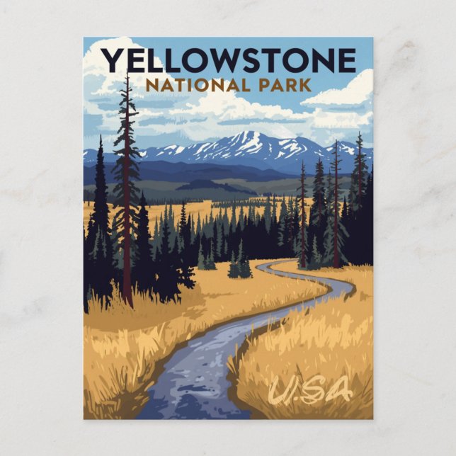 Postal Parque Nacional Yellowstone Vintage (Anverso)