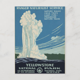 Postal Parque nacional Yellowstone Vintage Geyser WPA