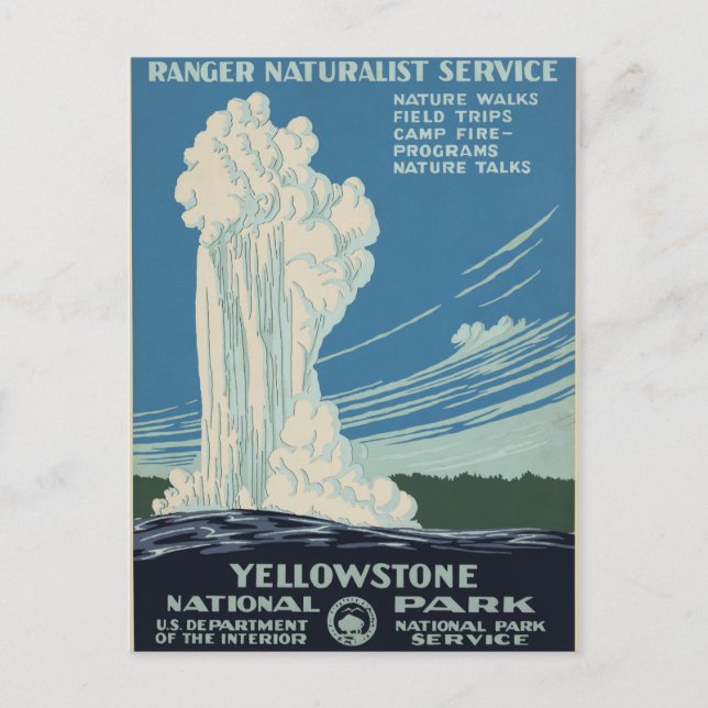Postal Parque nacional Yellowstone Vintage Geyser WPA (Anverso)