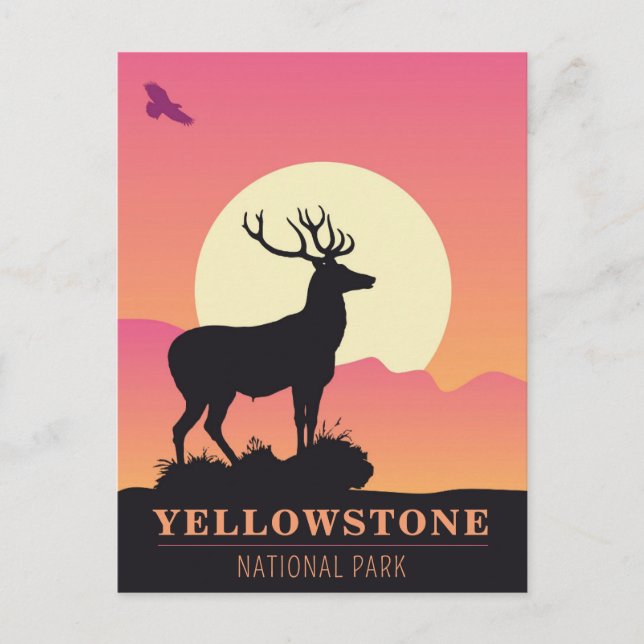 Postal Parque nacional Yellowstone Vintage Sunset (Anverso)