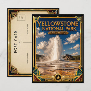 Postal Parque Nacional Yellowstone Wyoming Arte Deco Vint