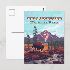 Postal Parque nacional Yellowstone Wyoming Bison Geyser
