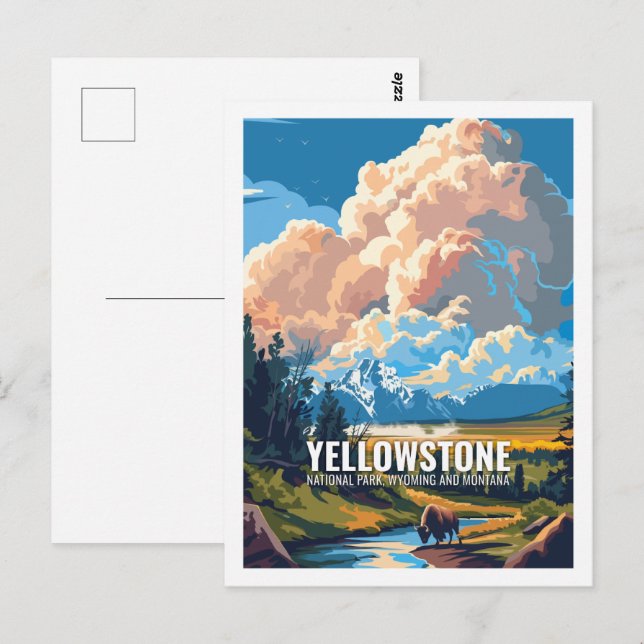 Postal Parque nacional Yellowstone Wyoming y Montana (Anverso / Reverso)