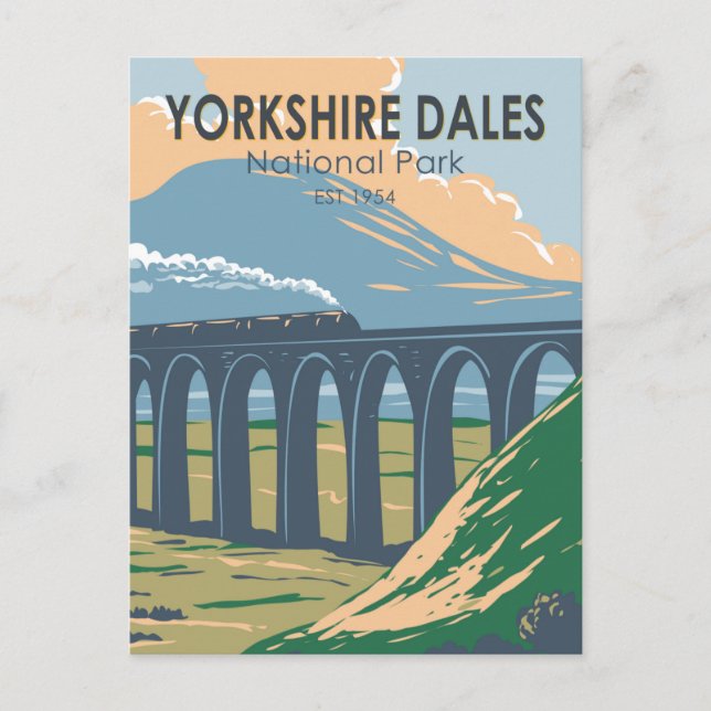 Postal Parque Nacional Yorkshire Dales Inglaterra Vintage (Anverso)