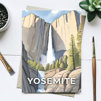 Postal Parque Nacional Yosemite | Acuarela de Viaje