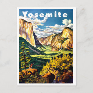 Postal parque nacional Yosemite, cartel de viaje vintage