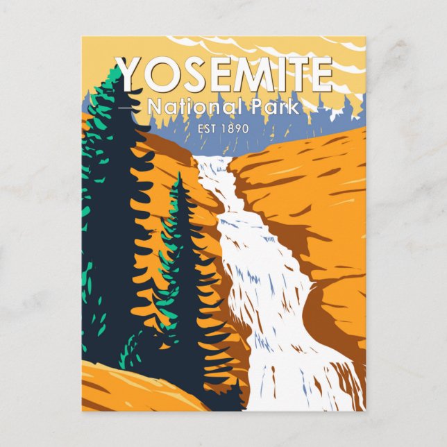 Postal Parque Nacional Yosemite Chilnualna Falls Californ (Anverso)