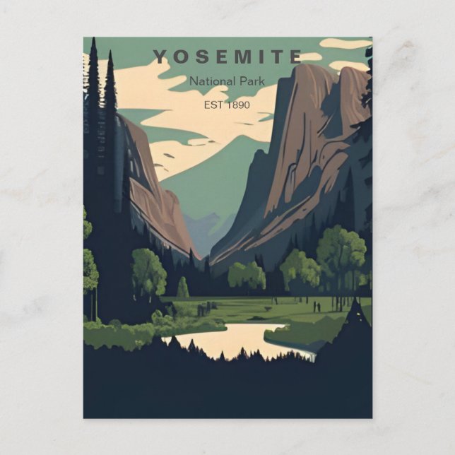 Postal Parque nacional Yosemite de retro Media Dome Calif (Anverso)