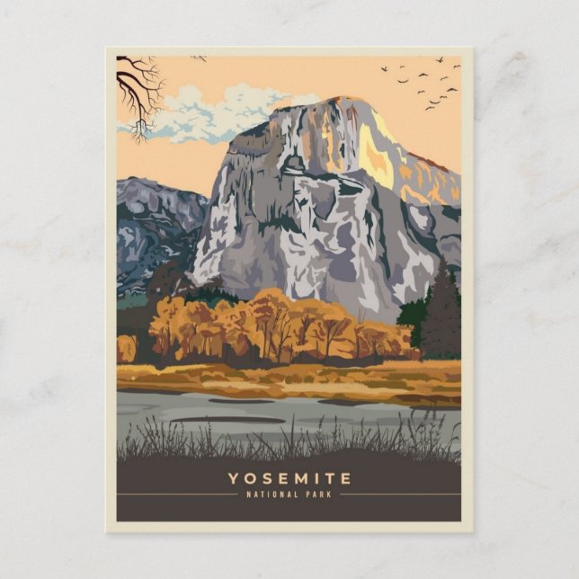 Postal Parque nacional Yosemite de retro Media Dome Calif