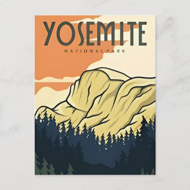 Postal Parque nacional Yosemite de retro Media Dome Calif (Anverso)