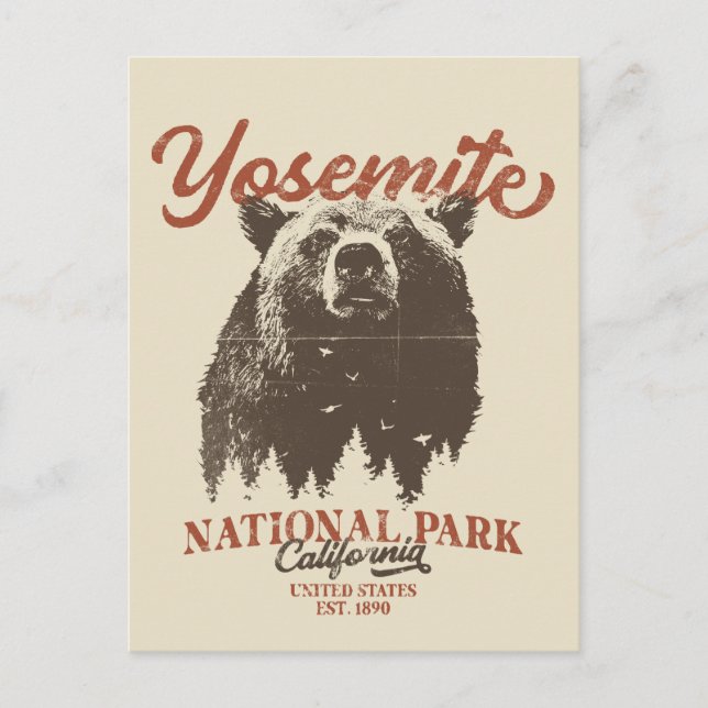Postal Parque nacional Yosemite Grizzly Bear California (Anverso)