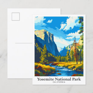 Postal Parque nacional Yosemite Ilustracion de Viajes Vin
