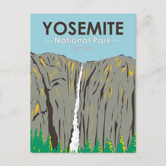 Postal Parque nacional Yosemite Ribbon Falls California (Anverso)