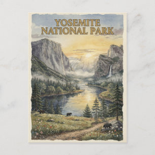 Postal Parque Nacional Yosemite Viaje Vintage