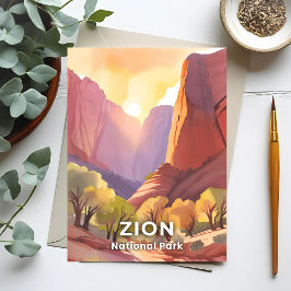 Postal Parque Nacional Zion | Aquarela de viaje