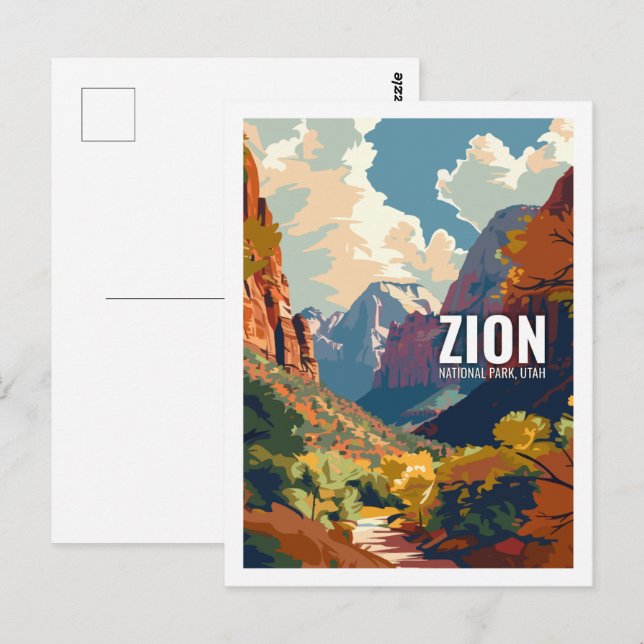 Postal Parque nacional Zion Parque nacional Utah EE.UU. (Anverso / Reverso)