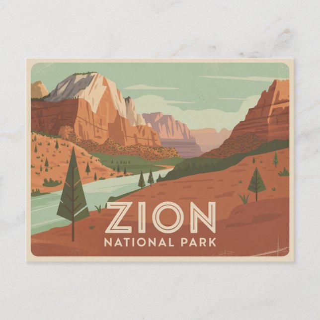 Postal Parque nacional Zion Postcard Retro (Anverso)
