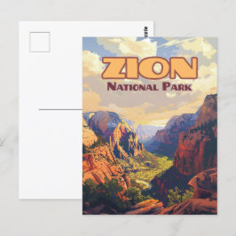 Postal Parque nacional Zion Retro Cañón Utah Moab